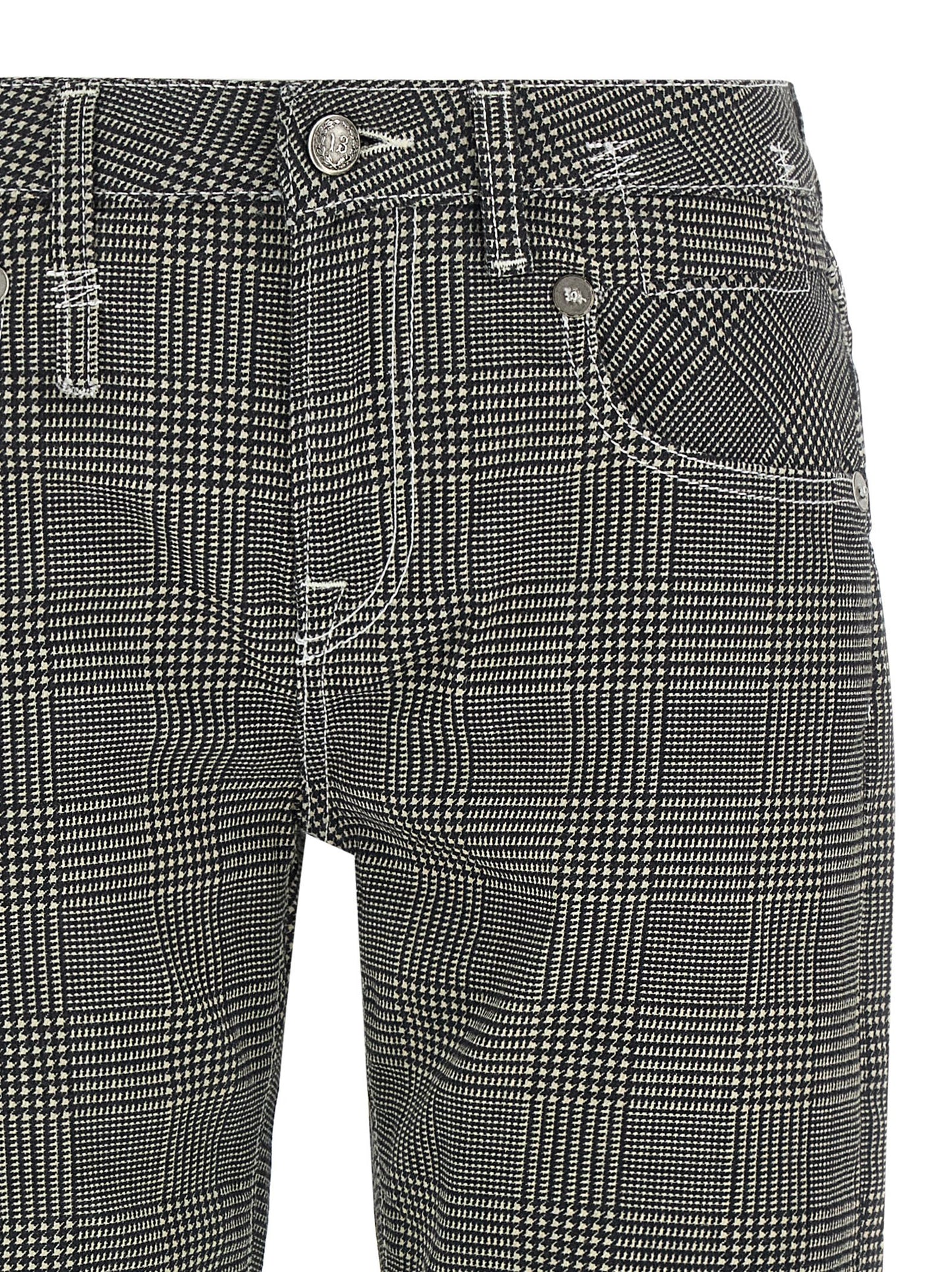 R13 Boy Straight Pants — Slim Prince of Wales Trousers