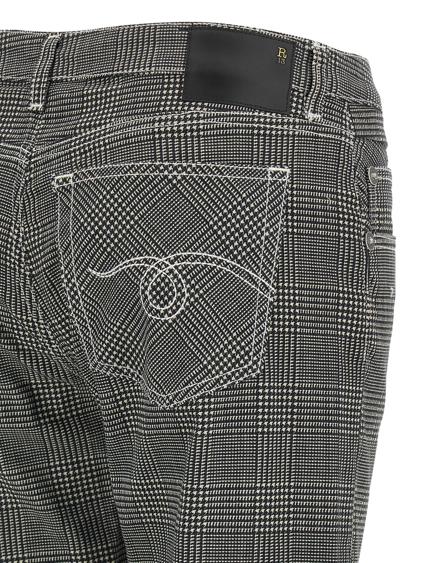 R13 Boy Straight Pants — Slim Prince of Wales Trousers