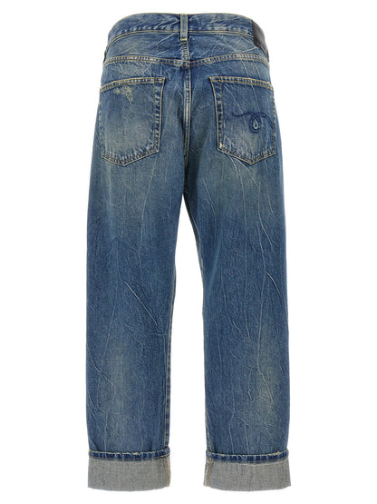 R13 Cross Over Jeans — Distressed Blue Denim, Women