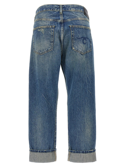 R13 Cross Over Jeans — Distressed Blue Denim, Women