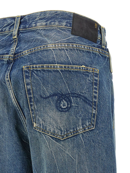 R13 Cross Over Jeans — Distressed Blue Denim, Women