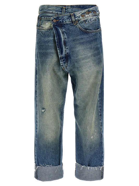 R13 Cross Over Jeans — Distressed Blue Denim (Women)