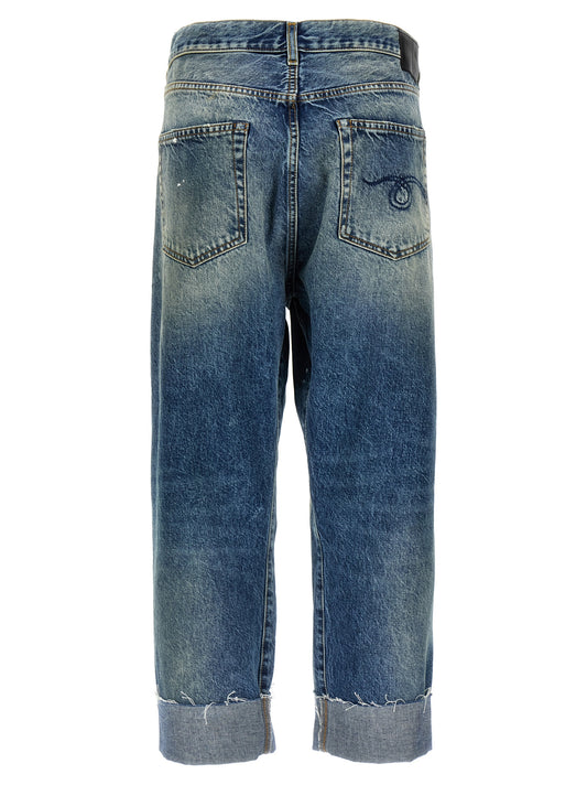 R13 Cross Over Jeans — Distressed Blue Denim (Women)