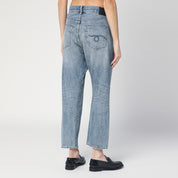 R13 Faded blue crossover jeans in cotton denim