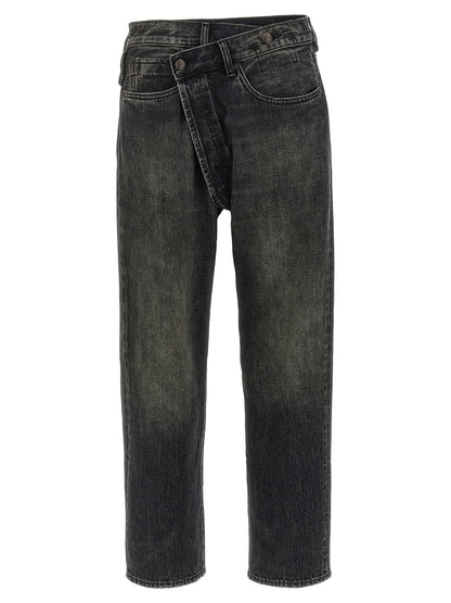 R13 Crossover Jeans — Black Women's Denim, Asymmetric Fit
