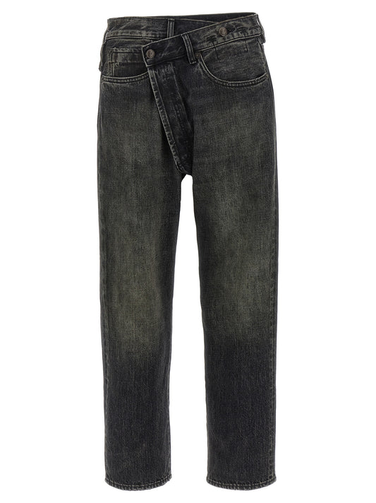R13 Crossover Jeans — Black Women's Denim, Asymmetric Fit