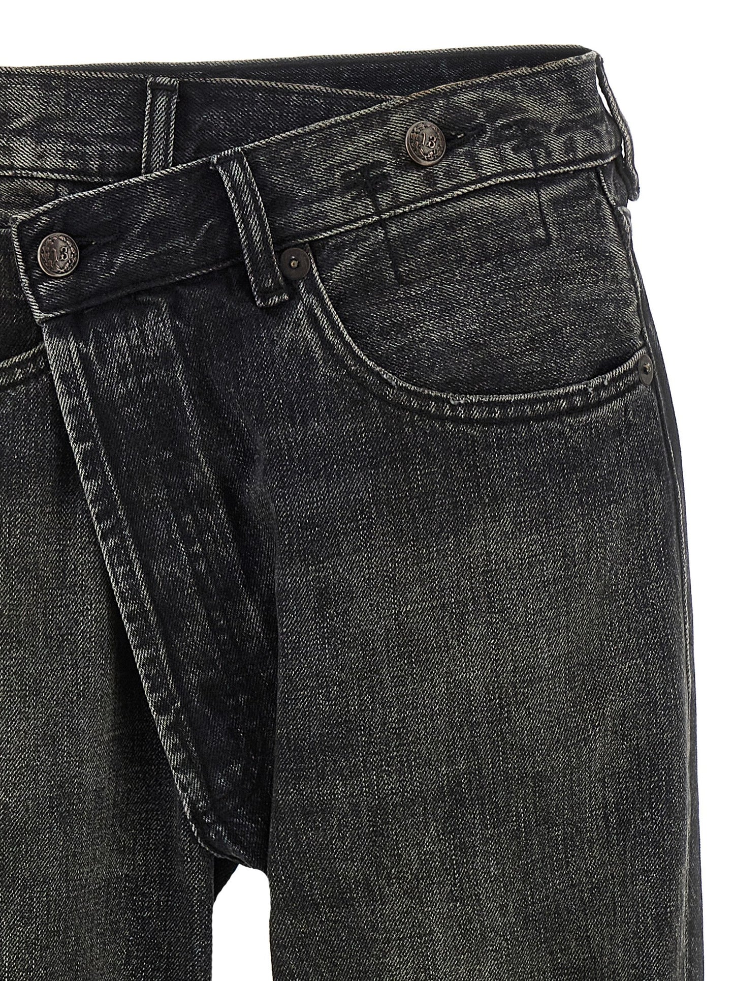 R13 Crossover Jeans — Black Women's Denim, Asymmetric Fit