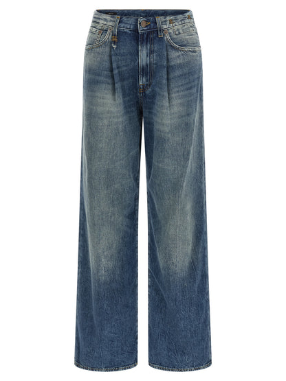 R13 Damon Jeans — Wide Pleated High-Waist Jeans