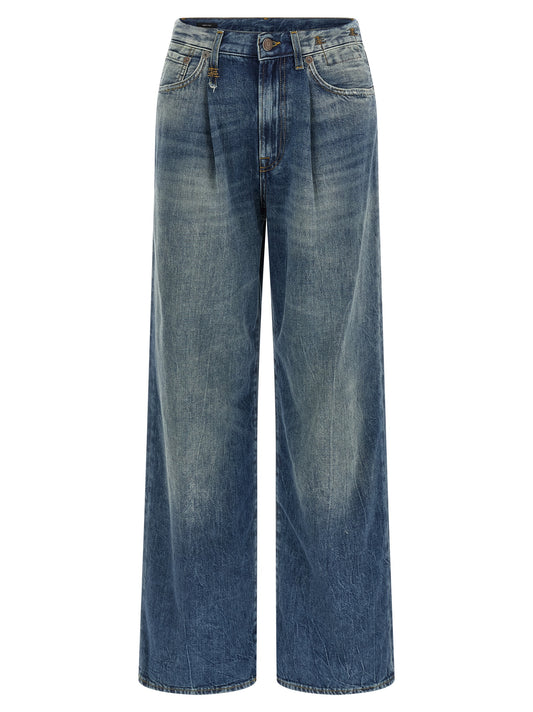 R13 Damon Jeans — Wide Pleated High-Waist Jeans