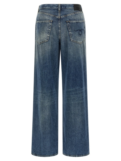 R13 Damon Jeans — Wide Pleated High-Waist Jeans