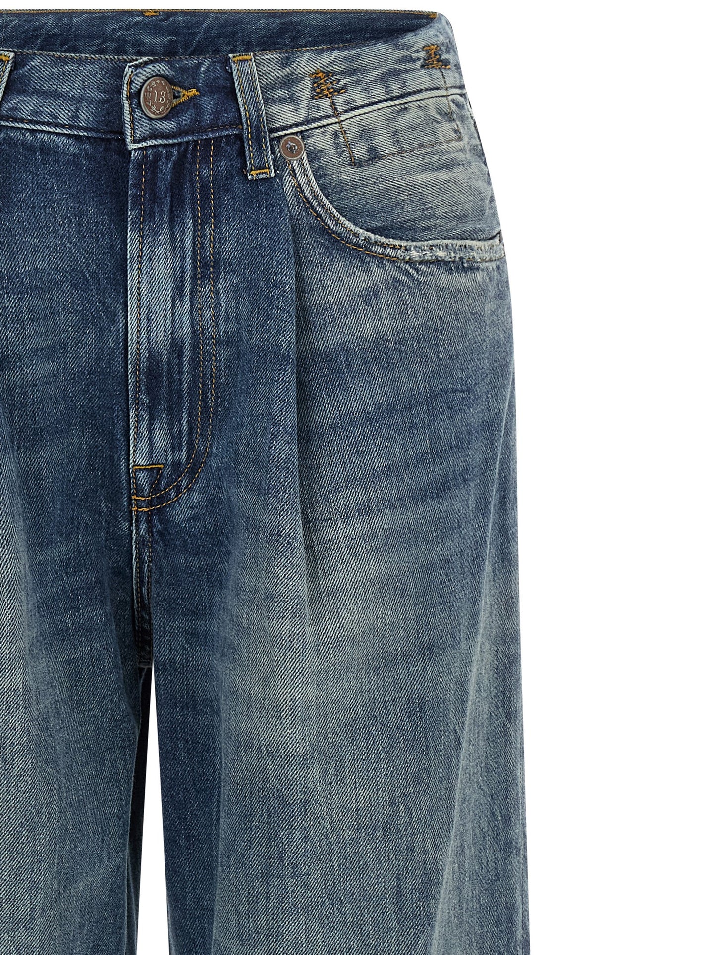 R13 Damon Jeans — Wide Pleated High-Waist Jeans