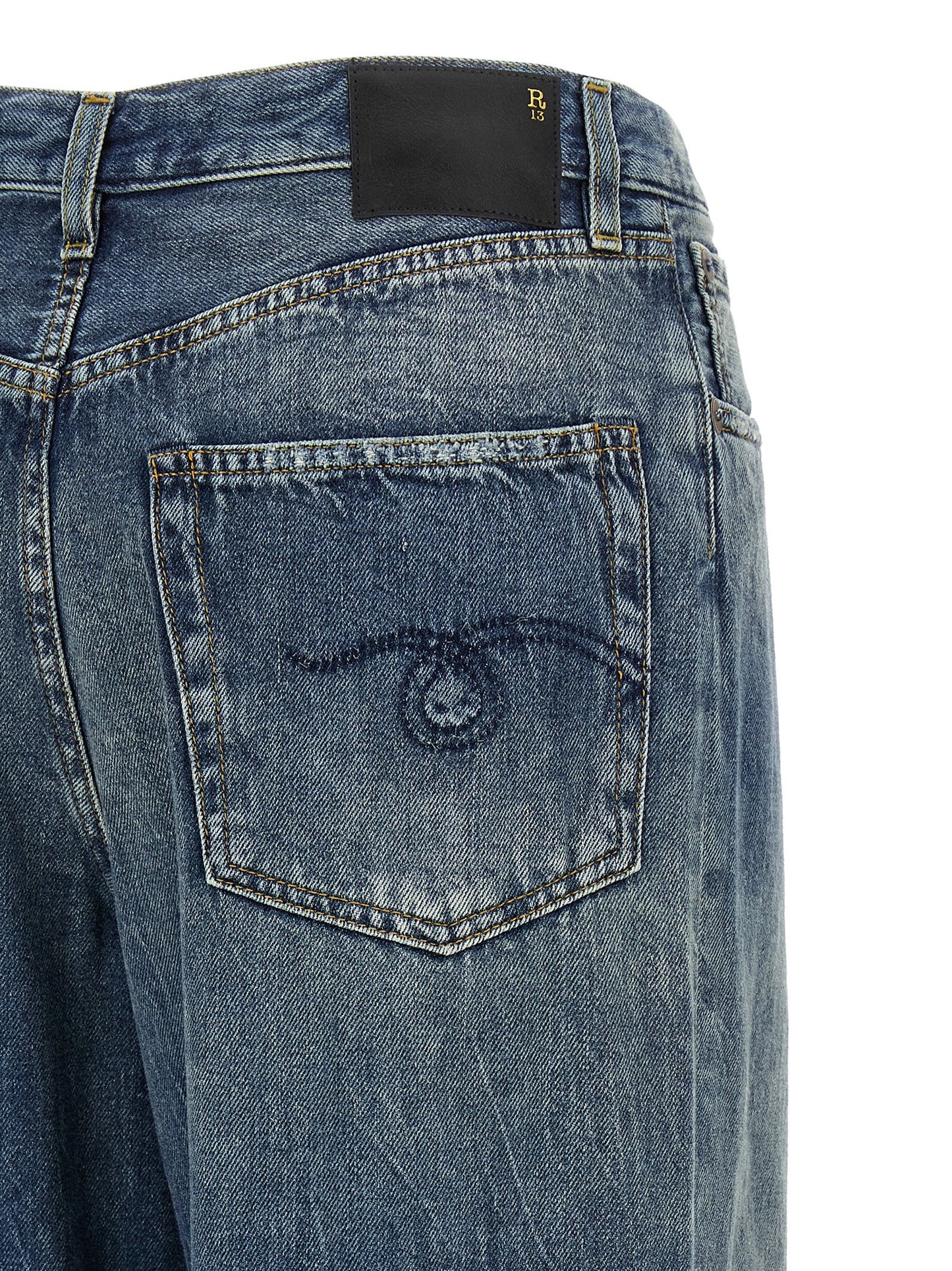 R13 Damon Jeans — Wide Pleated High-Waist Jeans
