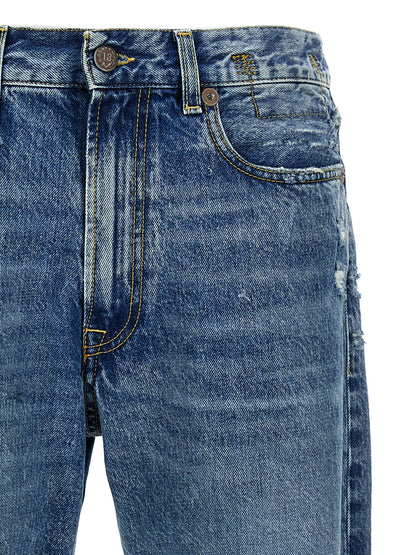 R13 Boyfriend Jeans — Distressed Blue Straight Leg