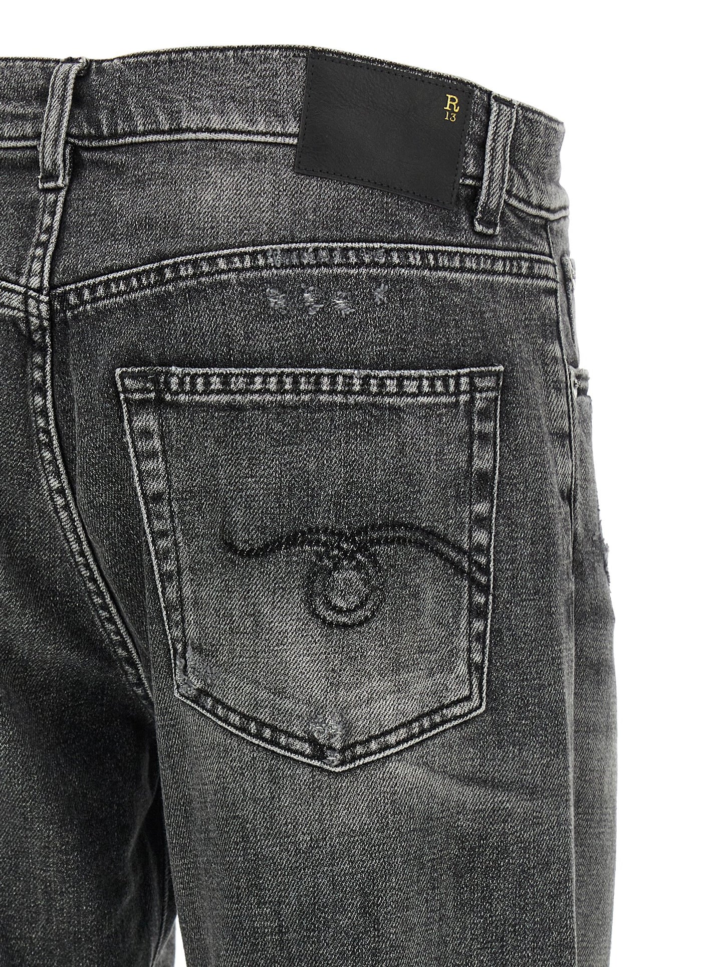 R13 Boyfriend Jeans for Women — Stonewashed Gray Denim