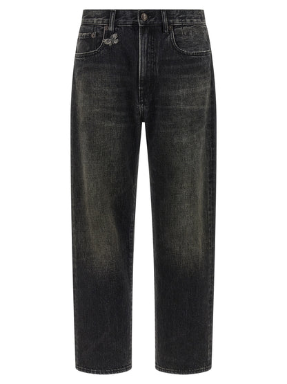 R13 Bf Jeans — Black Straight Leg Denim (Women)