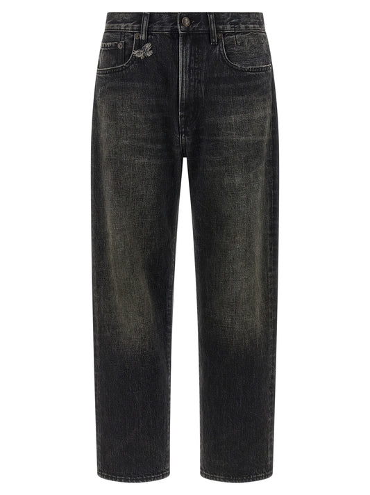 R13 Bf Jeans — Black Straight Leg Denim (Women)
