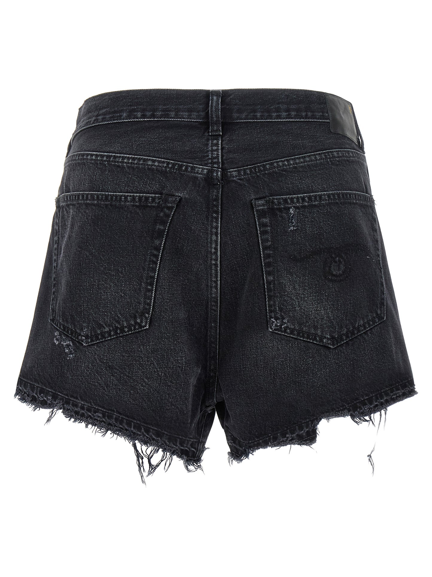 R13 Cross Over Shorts — Black Denim Short Trousers