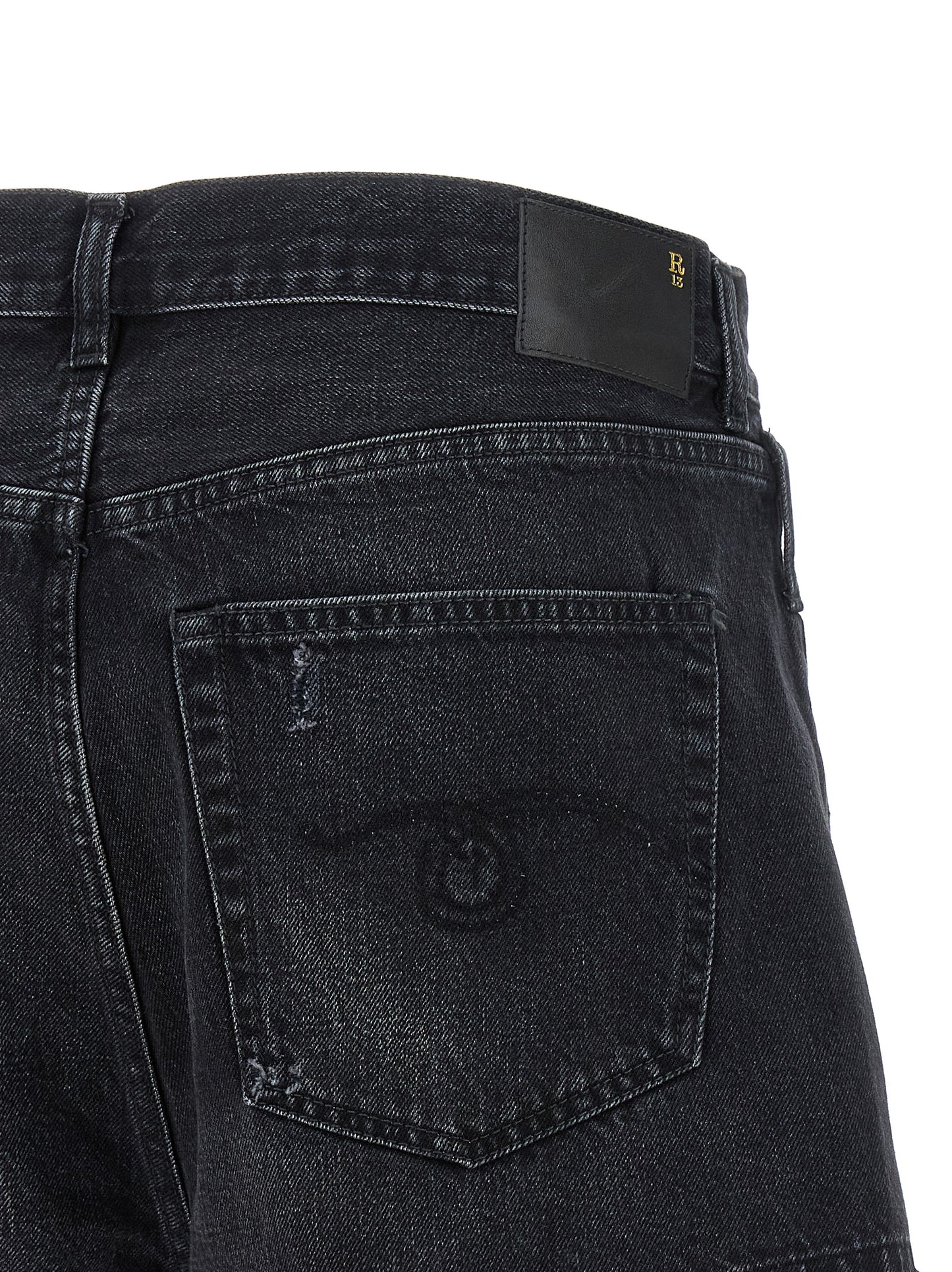 R13 Cross Over Shorts — Black Denim Short Trousers