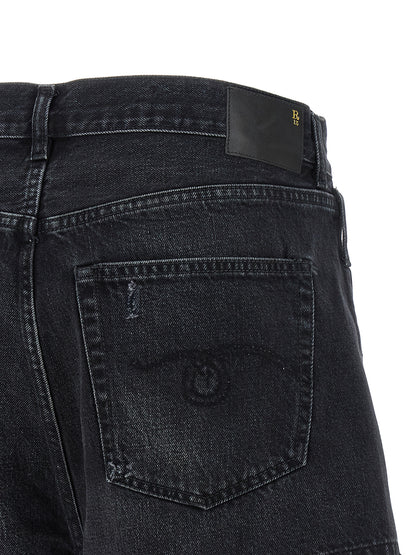 R13 Cross Over Shorts — Black Denim Short Trousers