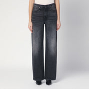 R13 Faded black wide jeans in cotton denim