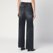 R13 Faded black wide jeans in cotton denim