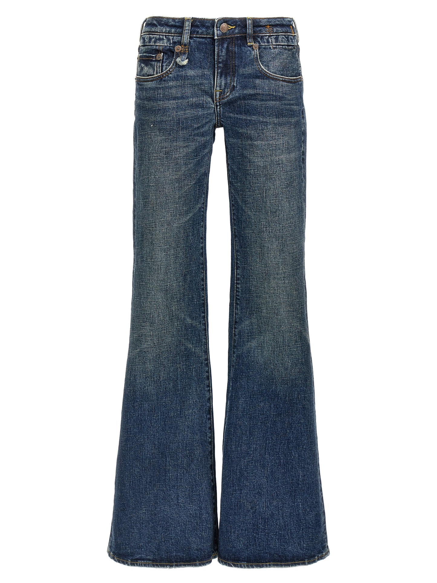 R13 Overflow Boy Flare Jeans — Low‑Rise Blue Denim