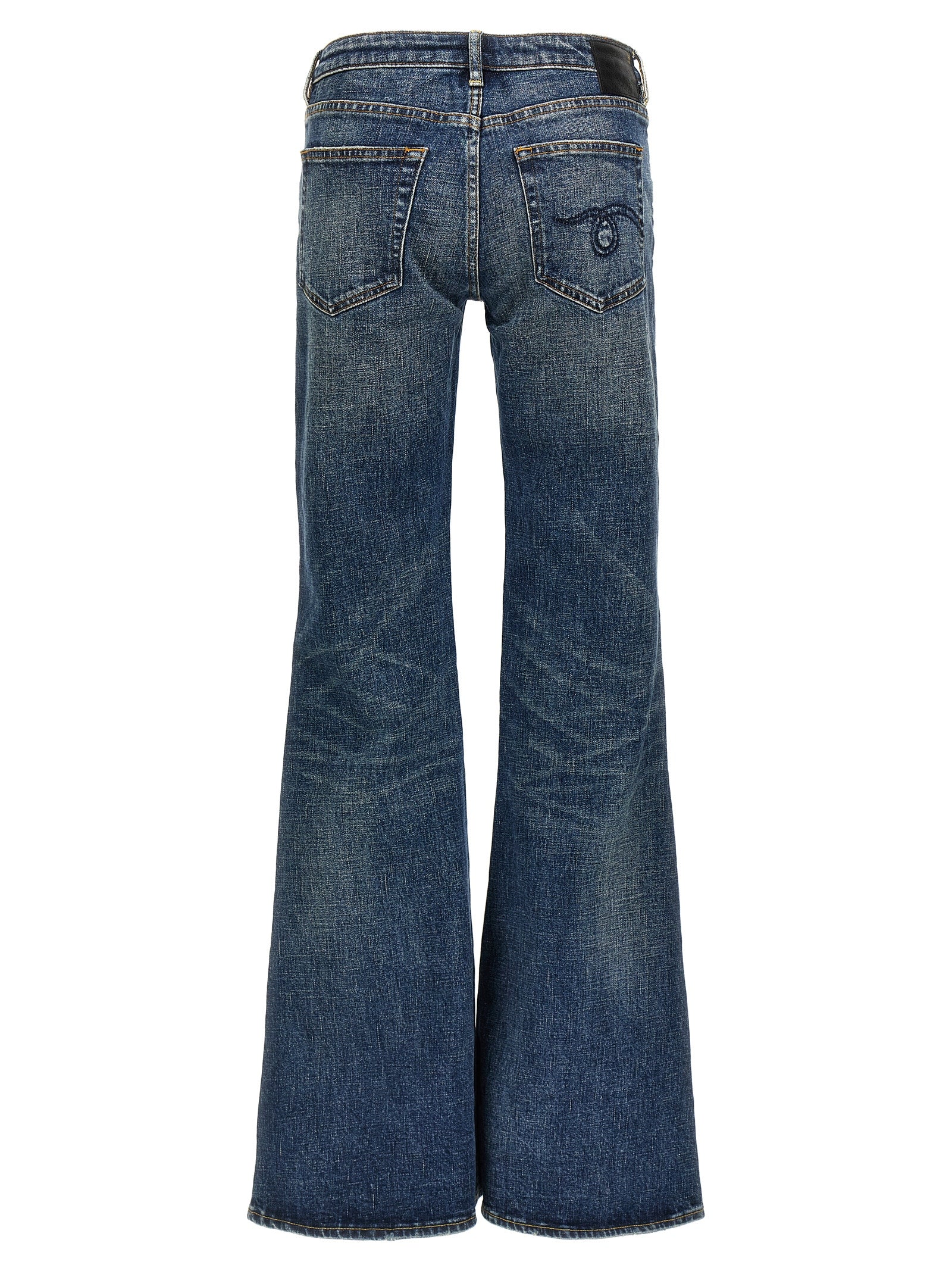 R13 Overflow Boy Flare Jeans — Low‑Rise Blue Denim