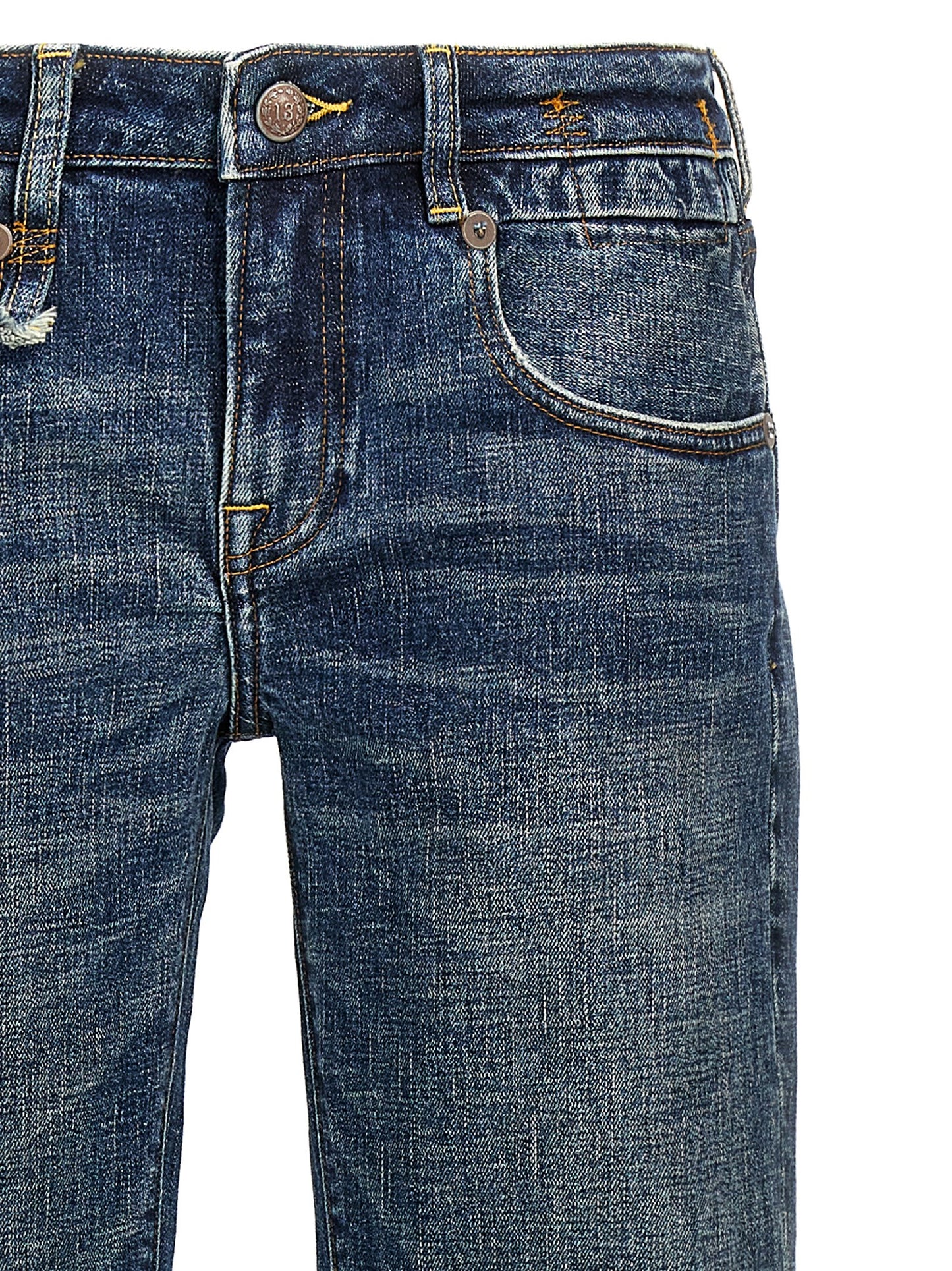 R13 Overflow Boy Flare Jeans — Low‑Rise Blue Denim
