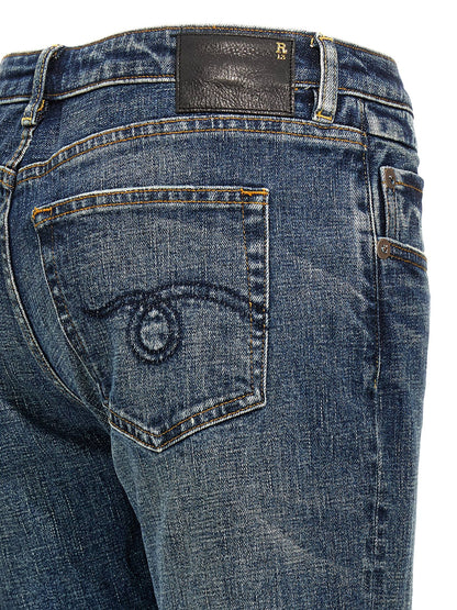 R13 Overflow Boy Flare Jeans — Low‑Rise Blue Denim