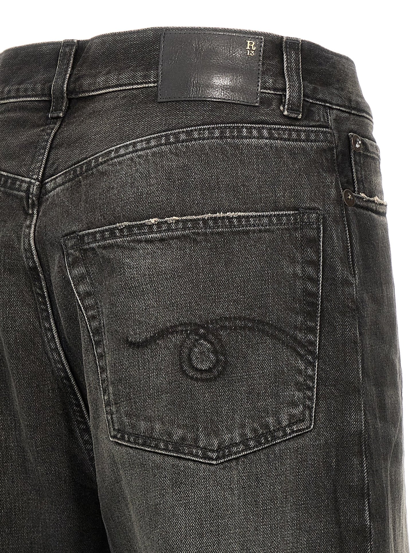 R13 Wayne Articulated Knee Jeans — Black Denim