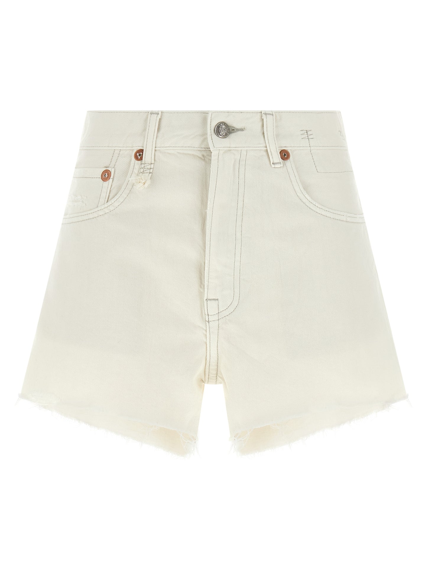 R13 X-bf Shorts — Distressed Cotton Denim Shorts