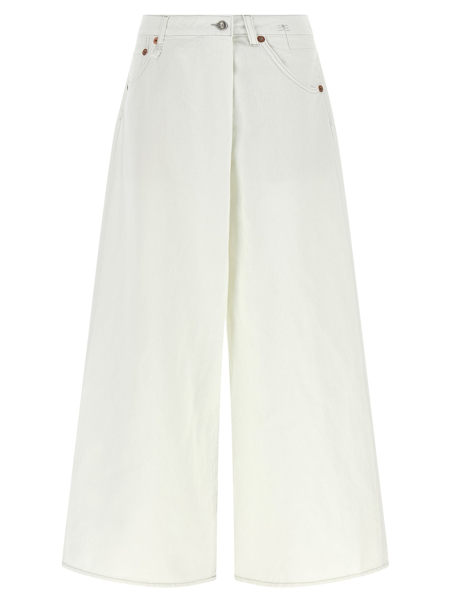 R13 Nico Wrap Jeans — White Wide-Leg Denim
