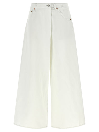 R13 Nico Wrap Jeans — White Wide-Leg Denim