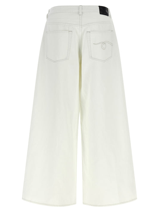 R13 Nico Wrap Jeans — White Wide-Leg Denim