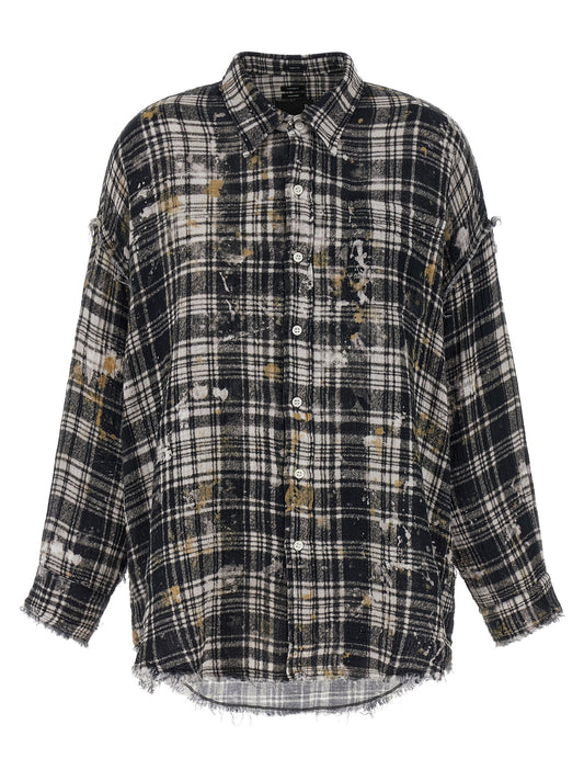 R13 Fringed Shirt — Women's Oversized Shirt, Multicolor