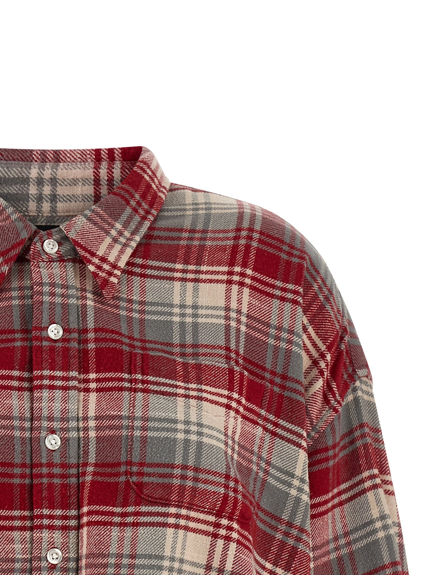 R13 Fringed Shirt — Red Oversized Crop Shirt