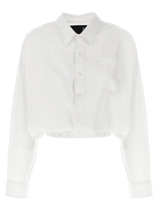 R13 Crossover Bubble Shirt — White Cotton Shirt