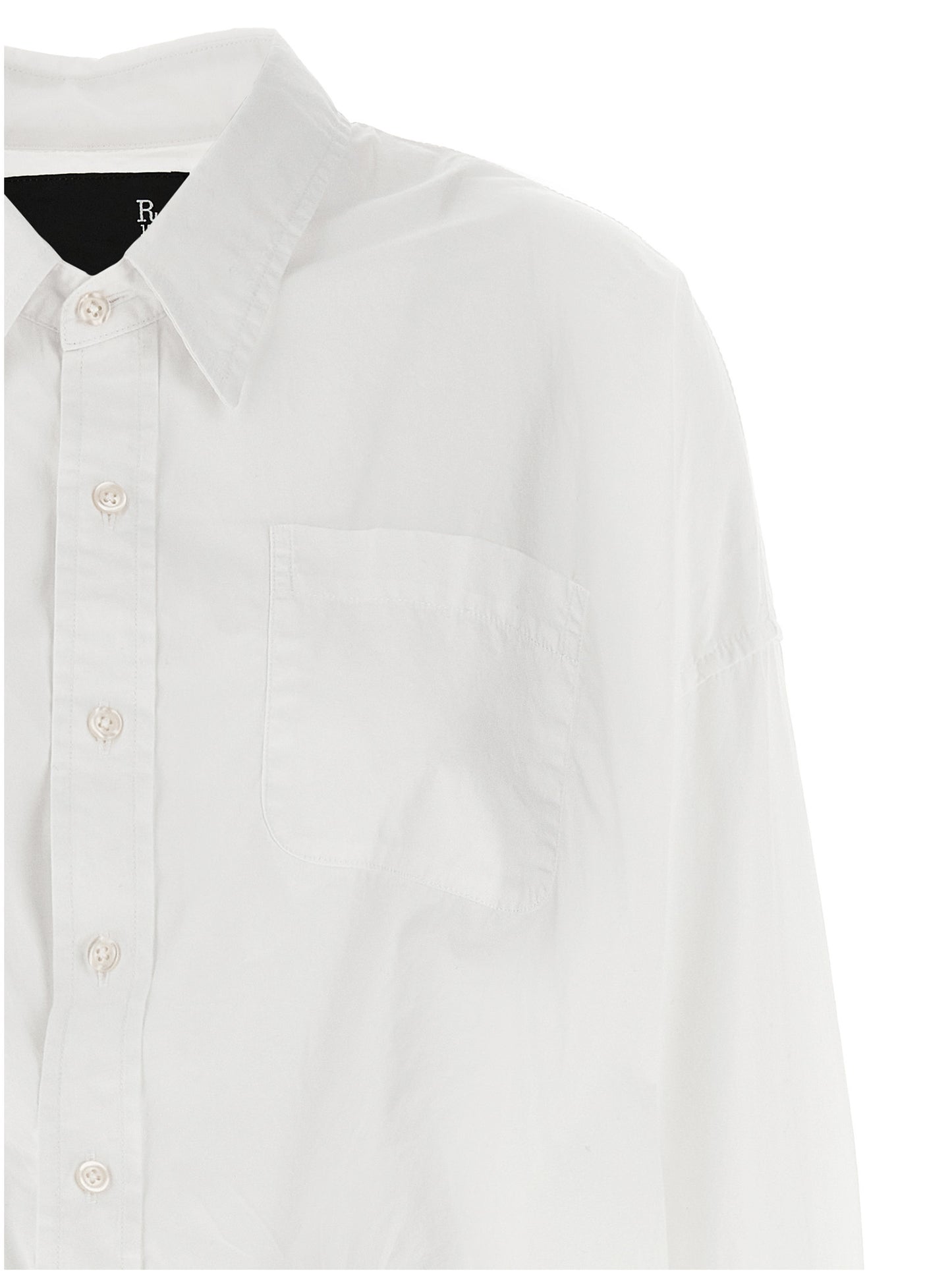 R13 Crossover Bubble Shirt — White Cotton Shirt