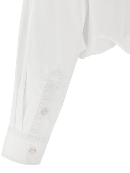 R13 Crossover Bubble Shirt — White Cotton Shirt