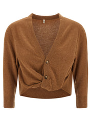R13 Knot Cardigan — Brown Cashmere Knitwear (Oversized)