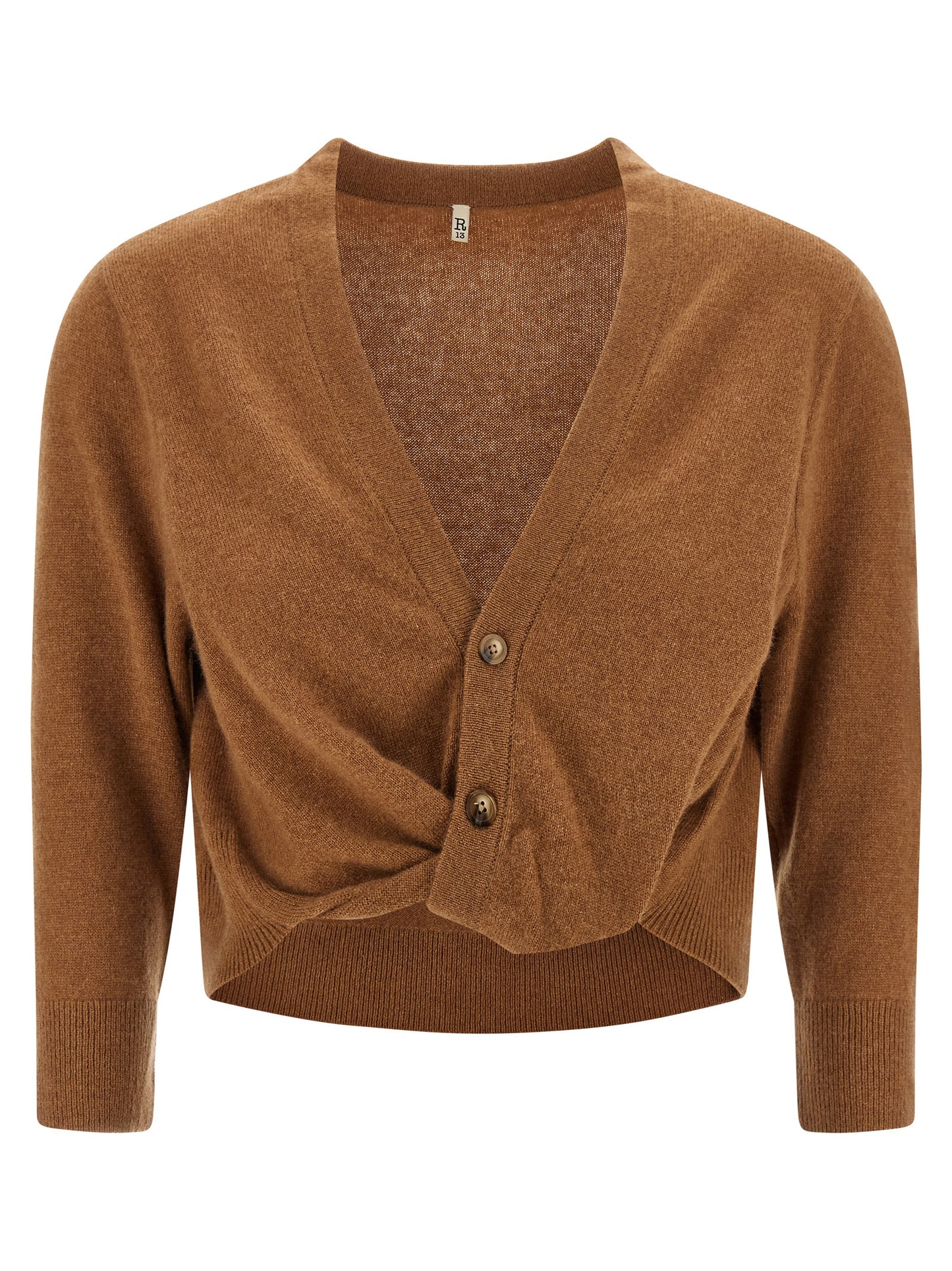 R13 Knot Cardigan — Brown Cashmere Knitwear (Oversized)