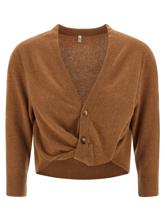 R13 Knot Cardigan — Brown Cashmere Knitwear (Oversized)
