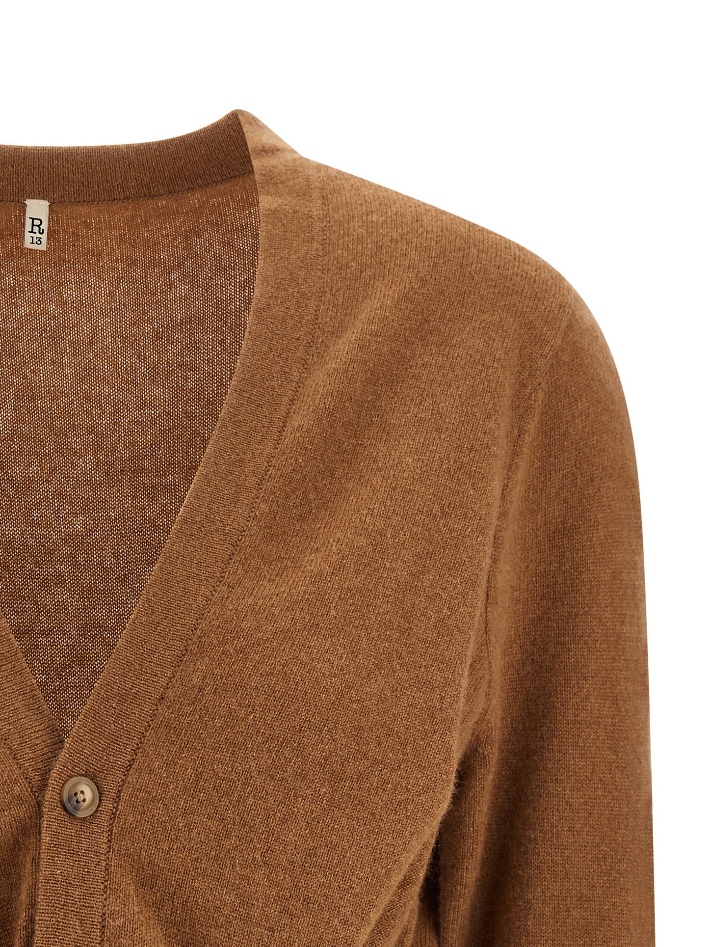 R13 Knot Cardigan — Brown Cashmere Knitwear (Oversized)