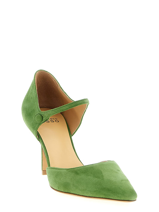 Francesco Russo Green Suede Pumps — R1P1005 Strap