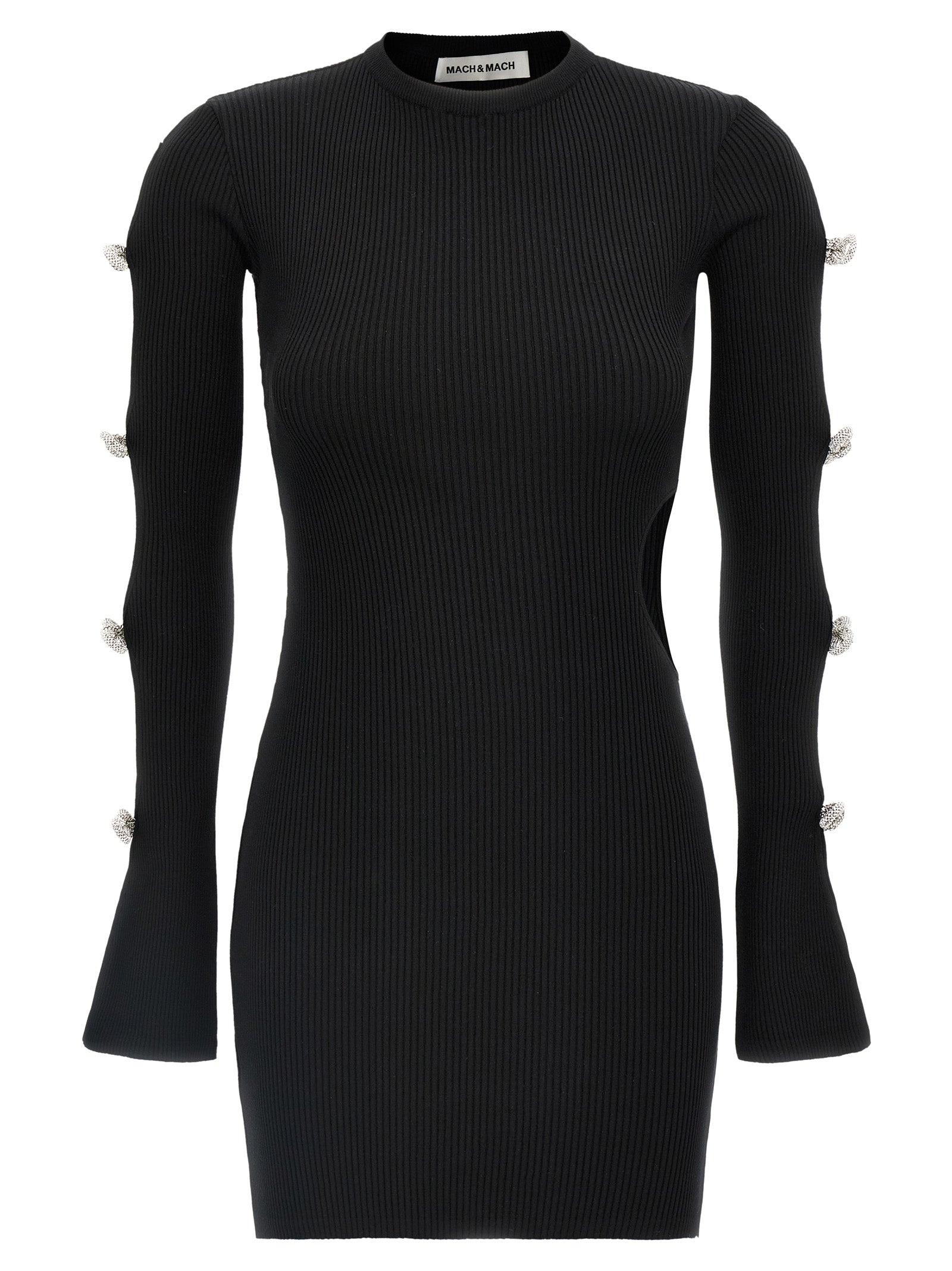 Mach & Mach Cut-out Crystal Bow Dress — Mini Dress