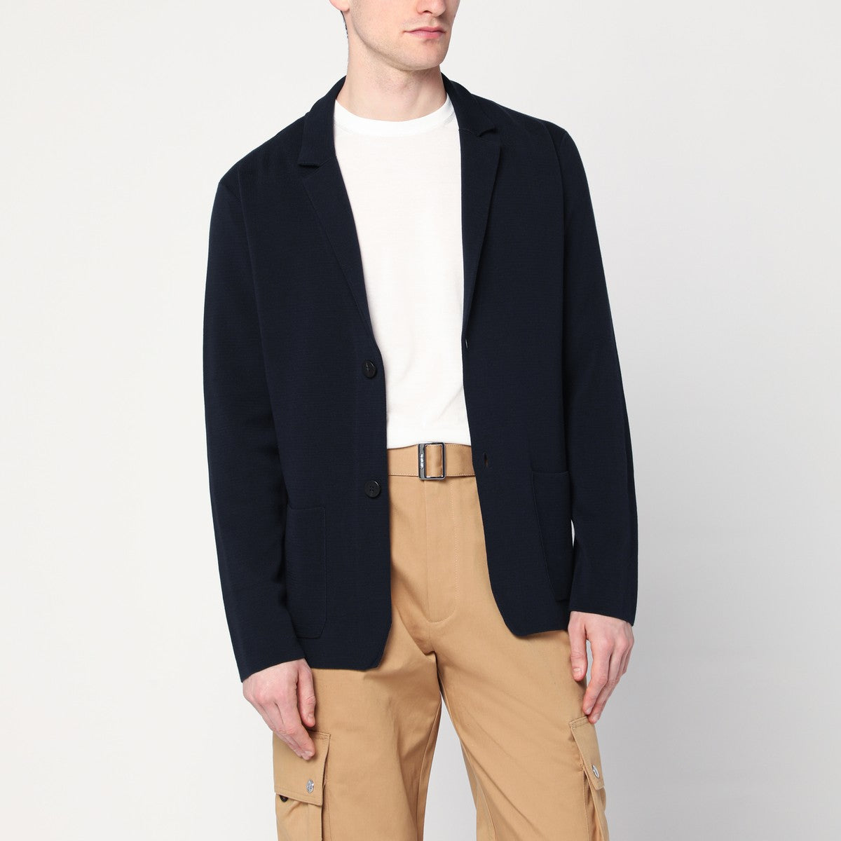 Navy Blue Cotton Jacket Cardigan — Roberto Collina