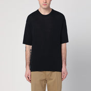 Black Cotton Sweater — Roberto Collina Short‑Sleeve Fit