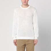 Roberto Collina Perforated milk-coloured cotton sweater