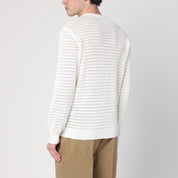 Roberto Collina Perforated milk-coloured cotton sweater