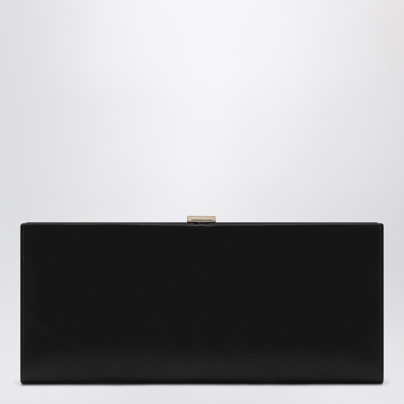 Roger Vivier Pilgrim clutch in black satin with jeweled buckle
